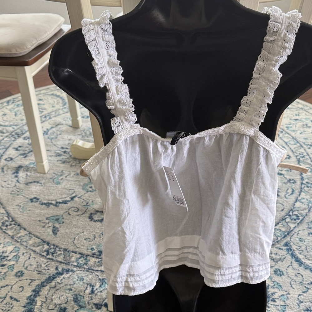 H&M White Ruffled Strap Crop Top - Picture 5 of 5